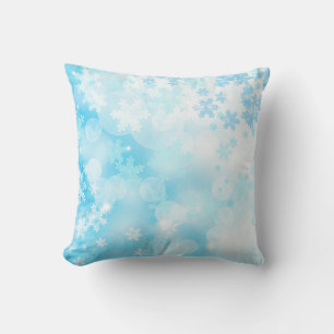 Ice Blue Snowflakes Throw Pillow