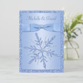 Ice Blue Snowflakes Wedding Invitation (Standing Front)