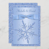 Ice Blue Snowflakes Wedding Invitation (Front/Back)