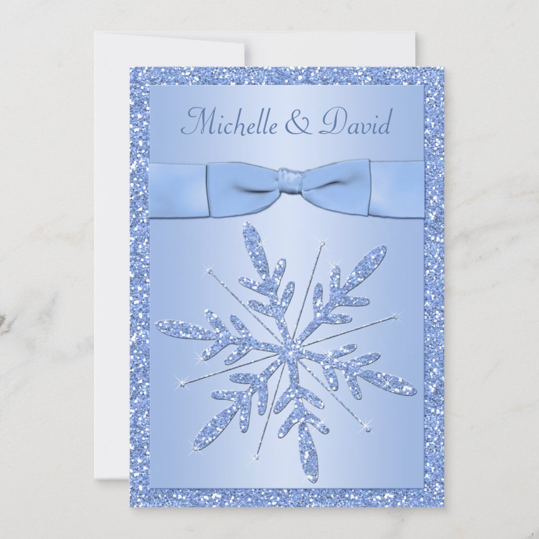 Ice Blue Snowflakes Wedding Invitation Zazzle