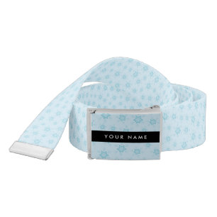 Ice Blue Snowflakes, Your name, Personalize Belt