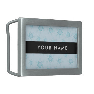 Ice Blue Snowflakes, Your name, Personalize Belt Buckle