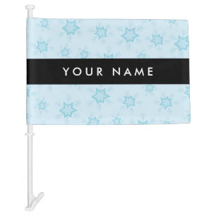 Ice Blue Snowflakes, Your name, Personalize Car Flag