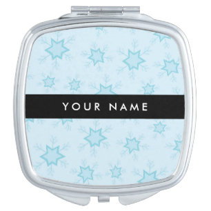 Ice Blue Snowflakes, Your name, Personalize Compact Mirror