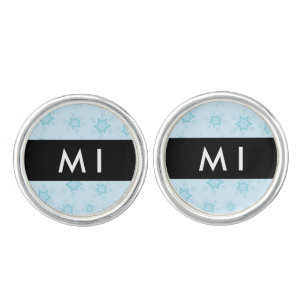 Ice Blue Snowflakes, Your name, Personalize Cufflinks