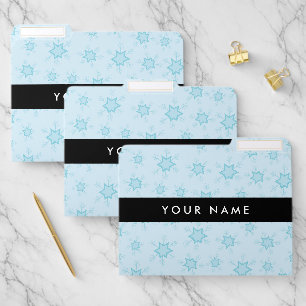 Ice Blue Snowflakes, Your name, Personalize File Folder