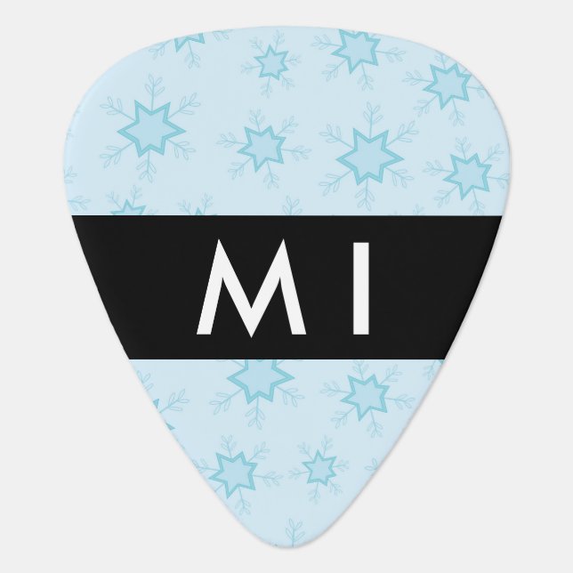 Ice Blue Snowflakes, Your name, Personalize Guitar Pick (Front)