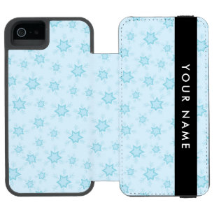 Ice Blue Snowflakes, Your name, Personalize iPhone SE/5/5s Wallet Case