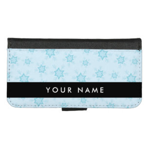 Ice Blue Snowflakes, Your name, Personalize iPhone 8/7 Wallet Case