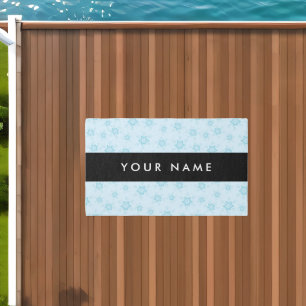 Ice Blue Snowflakes, Your name, Personalize Outdoor Rug