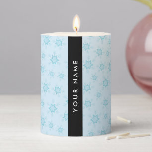 Ice Blue Snowflakes, Your name, Personalize Pillar Candle