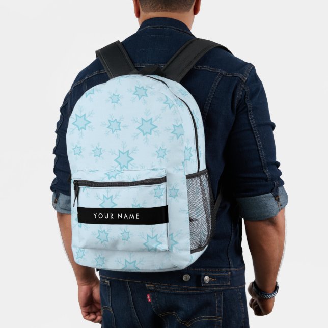 Ice Blue Snowflakes, Your name, Personalize Printed Backpack (Insitu (Model))
