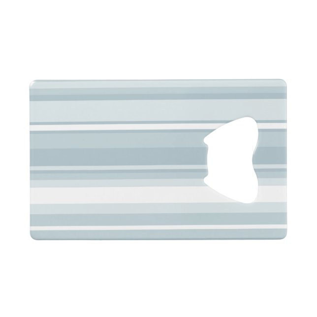 Ice blue stripes credit card bottle opener (Back Horizontal)