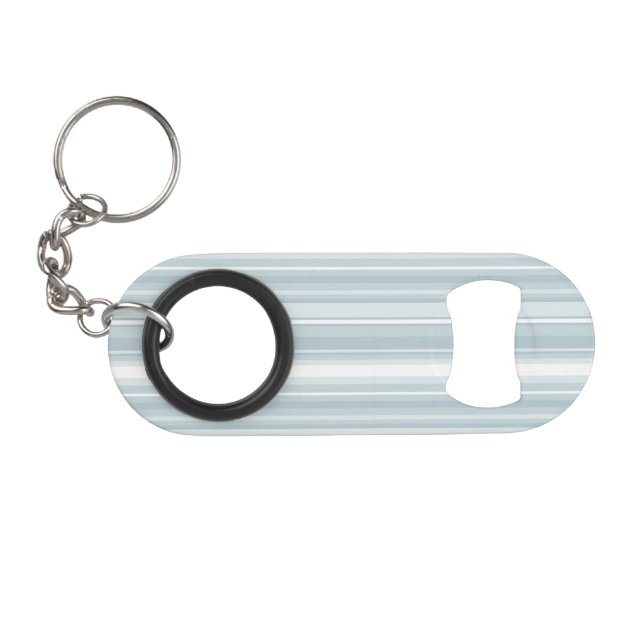Ice blue stripes keychain bottle opener (Front (Horizontal))