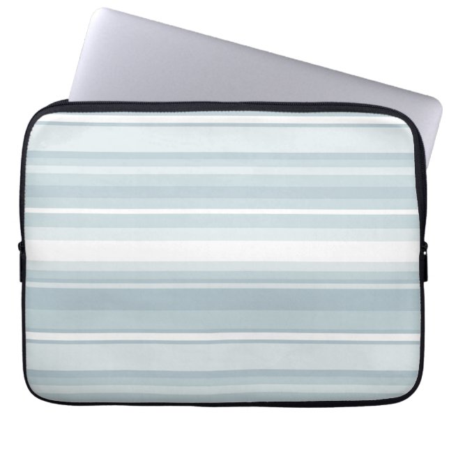 Ice blue stripes laptop sleeve (Front)