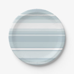Ice blue stripes paper plates