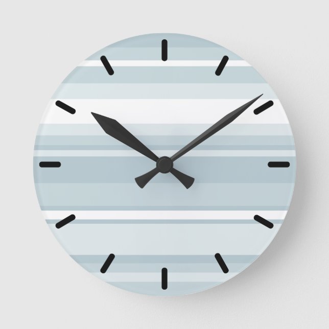 Ice blue stripes round clock (Front)