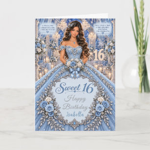 Ice Blue Sweet 16 Celebration Card