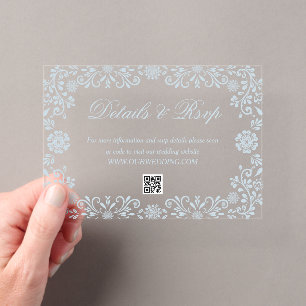 Ice Blue Talavera Wedding Details and Acrylic Rsvp Card