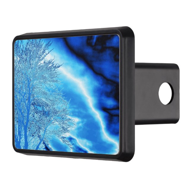 Ice Blue Tree Sapphire Sky Hitch Cover (Left)