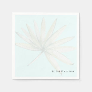 Ice Blue Tropical Couple Names Wedding Napkins