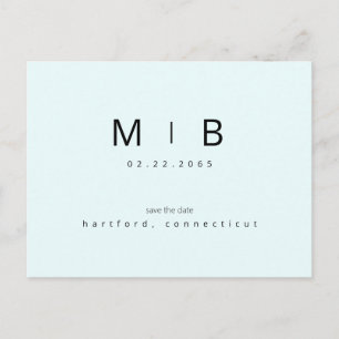 Ice Blue Tropical Monogram Wedding Save the Date Postcard
