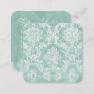 Ice Blue Vintage Damask Pattern 5 Lines Of Contact Square Business Card at Zazzle