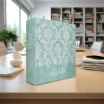 Ice Blue Vintage Damask Pattern with Grungy Finish 3 Ring Binder<br><div class="desc">A vintage pattern with jewel tone colors and elegance. Items are easier to customize when you replace all text and photos first. If your art still needs to be adjusted, click on the Customize This button. This will take you to a design area where you can move things around and...</div>