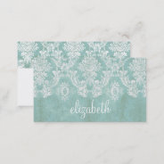 Ice Blue Vintage Damask Pattern With Grungy Finish Business Card at Zazzle