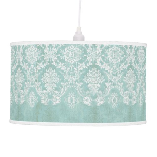 Ice Blue Vintage Damask Pattern with Grungy Finish Ceiling Lamp