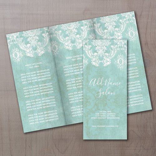 Ice Blue Vintage Damask Pattern with Grungy Finish Flyer