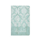 Ice Blue Vintage Damask Pattern with Grungy Finish