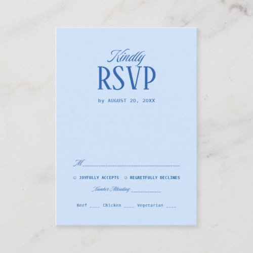 Ice Blue Wedding Response  Enclosure Card