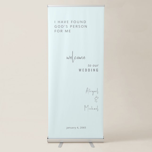 Ice Blue Wedding Simple Retractable Banner (Front)