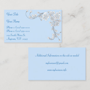 Ice Blue Western Style Floral Corner Business Card