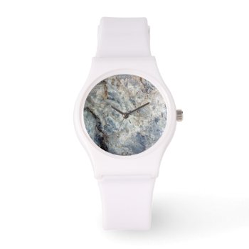 Ice Blue White Marble Stone Finish Watch by sumwoman at Zazzle