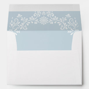 Ice Blue White Mexican Winter Wedding Envelope