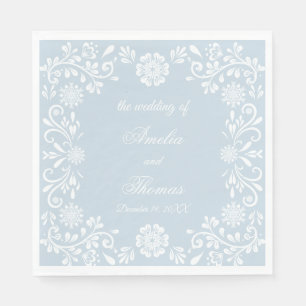 Ice Blue White Mexican Winter Wedding Napkins