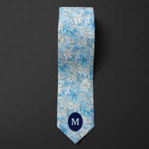 Ice Blue Winter Botanical Neck Tie
