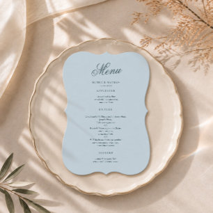 Ice Blue Winter Die Cut Wedding Menu Card