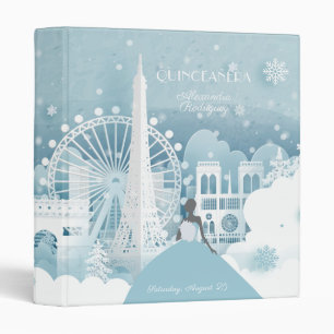 Ice Blue Winter in Paris 3 Ring Binder