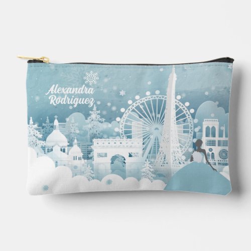 Ice Blue Winter in Paris Accessory Pouch