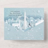 Ice Blue Winter in Paris All In One Invitation (Back)