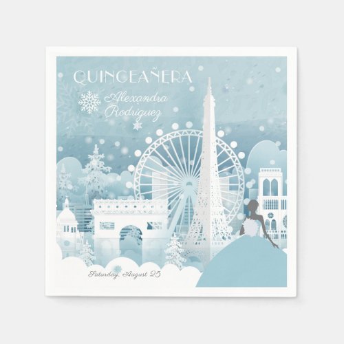 Ice Blue Winter in Paris Napkins