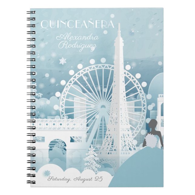 Ice Blue Winter in Paris Notebook (Front)