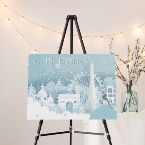 Ice Blue Winter in Paris Quinceaera Foam Board