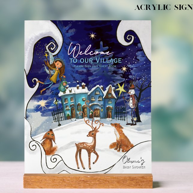 Ice Blue Winter Magic Custom Acrylic Table Sign (Ice Blue Winter Magic Custom Acrylic Table Sign)