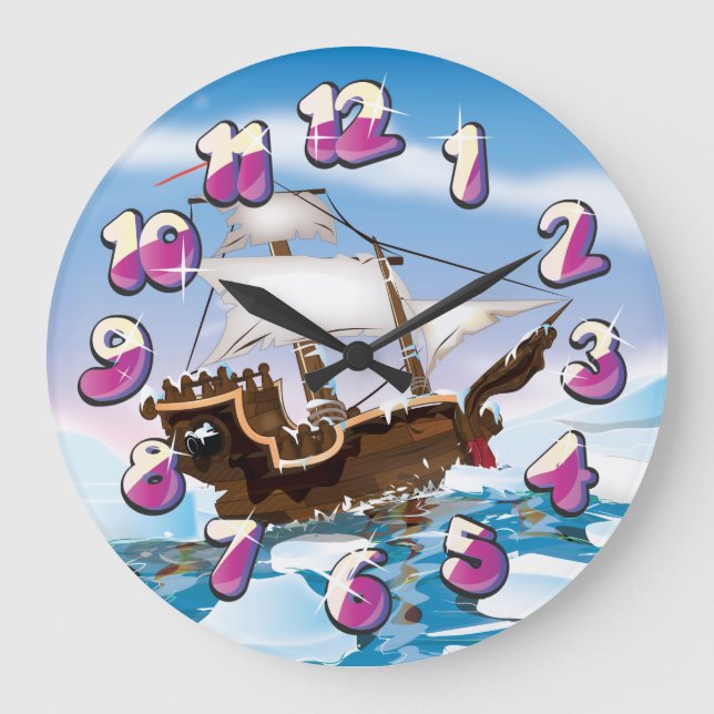 Ice Breaker Ship Large Clock (Front)