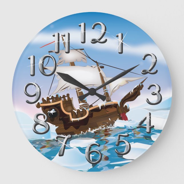Ice Breaker Ship Large Clock (Front)