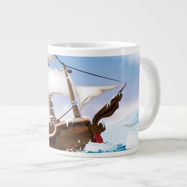 Ice Breaker Ship Large Coffee Mug (Front Right)